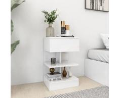 Comodino Bianco Lucido 40x35x65 cm in Truciolato