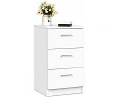 Costway - Cassettiera a Tre Cassetti in Stile Moderno e Design Lineare Disponibile in Colore Bianco
