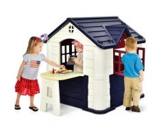 Costway - Casetta per Bambini con Porte e Finestre, Casetta Giocattolo con Tavolo, Set Giocattolo