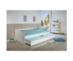 Dmora Divano letto con letto estraibile, in pino tinto bianco, cm 97x208x62