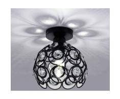 Stoex - Lampadario in Ferro Metallico 26CM Plafoniera in Cristallo Plafoniere Retrò E27 Lampadario