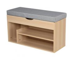 Panca Scarpiera in Legno con Seduta Imbottita e Scomparto Nascosto 80 x 30 x 48cm - Homcom