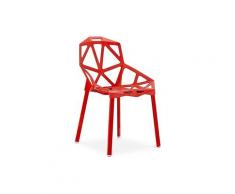 Sedia per sala da pranzo di design Hit - pp e metallo Rosso - Metallo, pp - Rosso