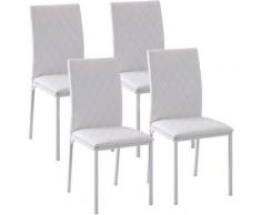 Set 4 Sedie Imbottite per Sala da Pranzo con Rivestimento in Similpelle, 41x50x91cm - Bianco