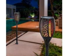 Set di 2 torce solari da giardino con effetto fiamma. Fiaccola da giardino. Lampada solare da