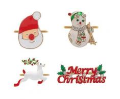 4 pezzi Portatovaglioli di Natale Portatovaglioli Campana di Natale Anelli da tavola in metallo