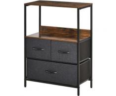 Mobile Cassettiera Multiuso con 3 Cassetti in Tessuto, 58x29x81.5cm, Marrone - Homcom