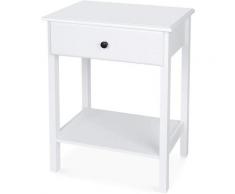 Comodino Bianco Letto Tavolino Basso con Cassetto Ripiano Divano Salott o Comò 1 Cassetti Comodini
