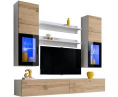 Extreme Furniture - Parete Attrezzata Sky, (LxAxP): 200 x ~195 x 41, Carcassa in Bianco Opaco,