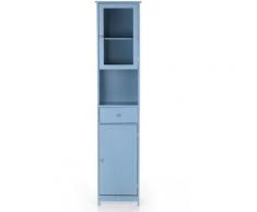 Mobile alto per la casa fashion con anta singola vetro/cassetto per bagno e studio, blu,blu - blu