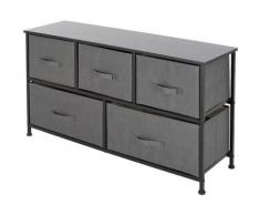 Cassettiera tessuto 100x30x54,5cm mensola armadio 5 cassetti grigio ® - Ml-design