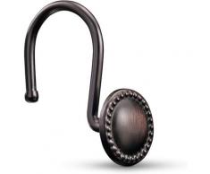 Ganci per tende da doccia in bronzo, anelli per doccia decorativi lucidati a olio, set di 12 ganci
