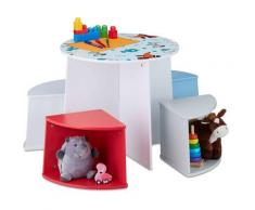 Tavolino da Bambini con Motivo di Cani, Set di Tavolo da Gioco con 4 Sgabelli, Bimbi e Bimbe, in