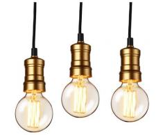 Set di 3 Lampade a Sospensione - portalampade in color ottone [ Lux.pro