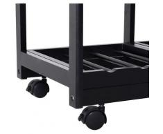 Carrello Da Cucina Con Cassetti E Portabottiglie Legno E Nero