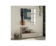 Mobile ingresso Vesty tortora turchese con scarpiera e specchio