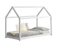 Lettino per bambini a forma di casetta 80x160 cm stile montessori vari colori colore : Bianco