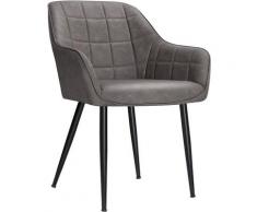 Sedia da Pranzo, Poltroncina, Sedia Imbottita con Braccioli, Fodera in PU con Effetto Vintage,