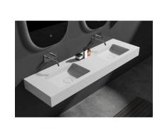 Doppio lavabo sospeso BA8016 in pietra solida (Sold Surface) - 163 x 45 x 12 cm - colore