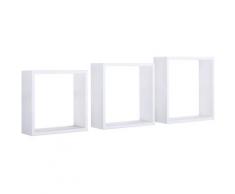 Set 3 mensole da parete moderno scaffale muro cubo Incubo Slim | Bianco