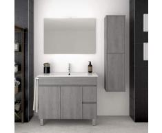 Mobile bagno grigio cenere temis con lavabo, specchio e portasciugamani 80CM con colonna