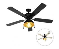 Ventilatori da soffitto magna licht88 - Industriale - Legno,Acciaio - Nero - Tondo Max. 1 x Watt