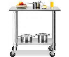 Tavolino da Lavoro,Tavolo da Cucina in Acciaio, Ideale per Supermercato, Ristorante e Negozio, 91,5