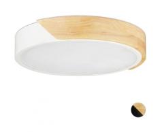 Plafoniera LED, Lampada da Soffitto, 18W, Rotonda, per Corridoio, Metallo e Legno, HxD 5 x 30 cm,