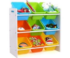 Gizcam - Scaffale per Giocattoli Mobiletto Multi-Ripiano per Bambini con 9 Scatole in Plastica