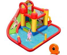 Scivolo Acquatico Gonfiabile, Casa Gonfiabile 7 in 1 con Parete per Arrampicarsi, Include Borsa di
