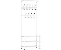 Appendiabiti Panchina per Ingresso con Scarpiera in Acciaio, Bianco, 67x31.5x185cm - Homcom