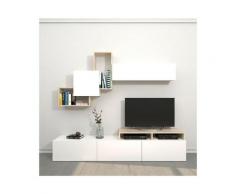 Home Mania - Mobile Porta TV Origami - con Mensola, Ripiani, Ante - da Soggiorno, Salotto - Bianco,