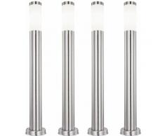 Set di 4 lampade da esterno a LED RGB TELECOMANDO stand in piedi colonne in acciaio inox luci da