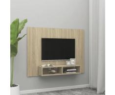 Longziming - Mobile Porta TV a Parete Rovere Sonoma 135x23,5x90cm Truciolato