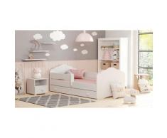 Dmora - Letto singolo per bambini, Lettino con cassettone e protezione anticaduta e testiera a