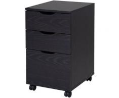 HOMCOM Cassettiera da Ufficio 3 Cassetti con Rotelle, Mobiletto Schedario, Nero