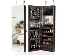 Armadietto per Gioielli con Specchio a Figura Intera LED, Armadio Multiuso con 4 Cassetti 4