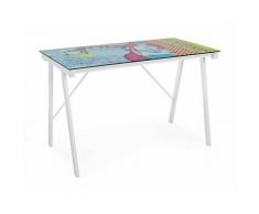 Bizzotto - Scrivania Vetro Temperato Cameretta PC Ufficio Cartoon Young 113X58