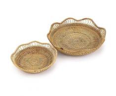 2 pezzi Cesto di frutta Cesto per pasti in rattan Cesto di pizzo Decorazione per la tavola