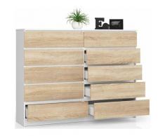 Abamihome - Mobile Ingresso Comò Cassettiera Moderna Credenza 10 Cassetti 160 x 121 x 40 - Colore: