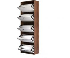 Moderna Scarpiera in Legno con 5 Scomparti per 30 Paia di Scarpe, 60x28x189cm - Homcom