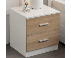 Comodino Mobiletto Cassettiera 2 Cassetti Design Moderno in legno MDF Bianco