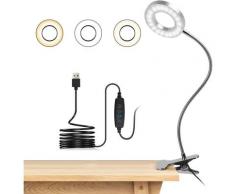 Lampada da scrivania con morsetto a 48 led Lampada da lettura flessibile a clip a 360° 3 modalità