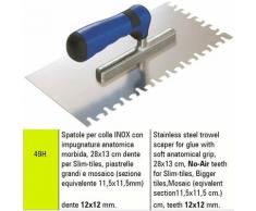SPATOLA INOX PER STESURA COLLA SENZA ARIA SIGMA 49H 28X13 cm PER SLIM-TILES PIASTRELLE E MOSAICO
