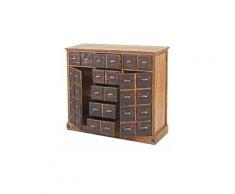 Credenza cassettiera da Farmacia Stile Vintage in Legno Pino Massiccio