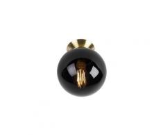 Qazqa - Lampada da soffitto pallon - Art déco - Vetro,Acciaio - Nero/Oro/Ottone - Sfera Max. 1 x
