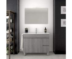 Mobile bagno grigio cenere temis con lavabo, specchio e portasciugamani 80CM