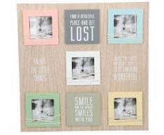 Cornice Quadro Porta Foto da Parete Vintage MDF 5 Posti con Frasi Legno 38x38 cm