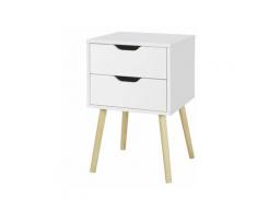 Yaheetech - Comodino Bianco con 2 Cassetti da Camera da Letto Moderno in Legno e MDF Tavolino Basso