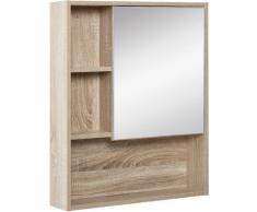 Specchio Armadietto Da Bagno 60x15x76 Cm Pensile Con Scaffali Rovere